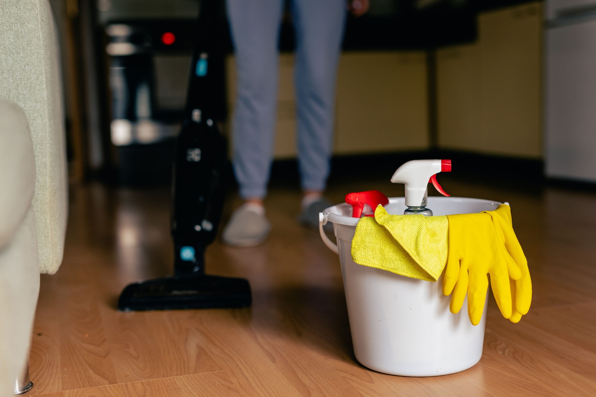 Woman cleaning her home , spring cleaning